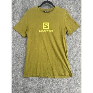 Salomon Olive Green Logo Graphic Tee Gorpcore Outdoor Trail Shirt Size Small